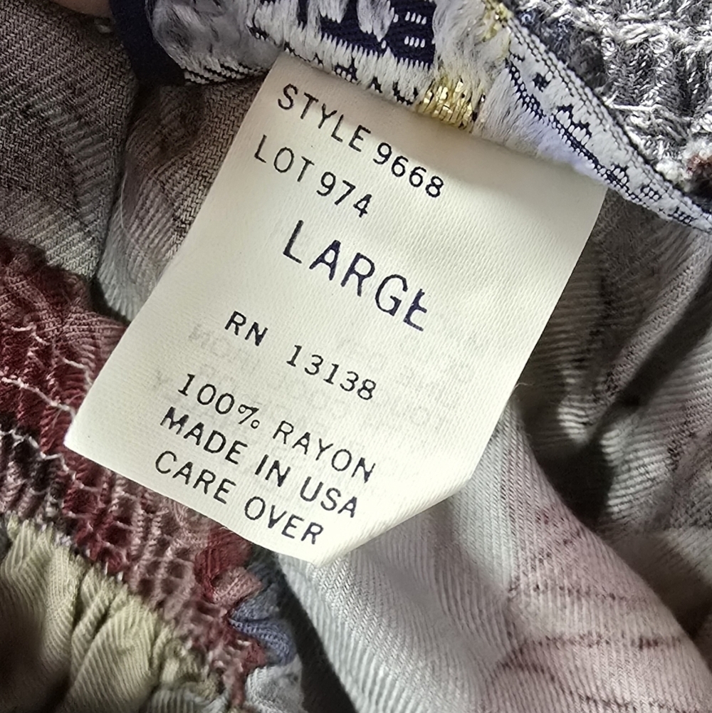 Vintage 90s The Original Pants Plus Floral Maxi Skirt Blue Burgundy Taupe Size L - Picture 6 of 12